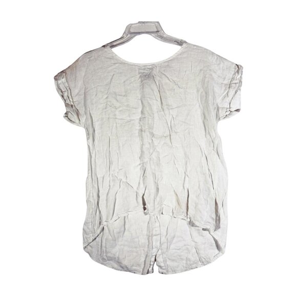Terzo Millennio 100% Linen Top Size Medium White Blouse Made In Italy Designer - Picture 1 of 7